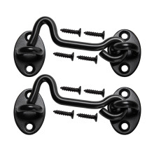 2 Pack 4 Inch Barn Door Latch Sliding Door Lock, RustResistant Metal Gate Hook with Screws Black