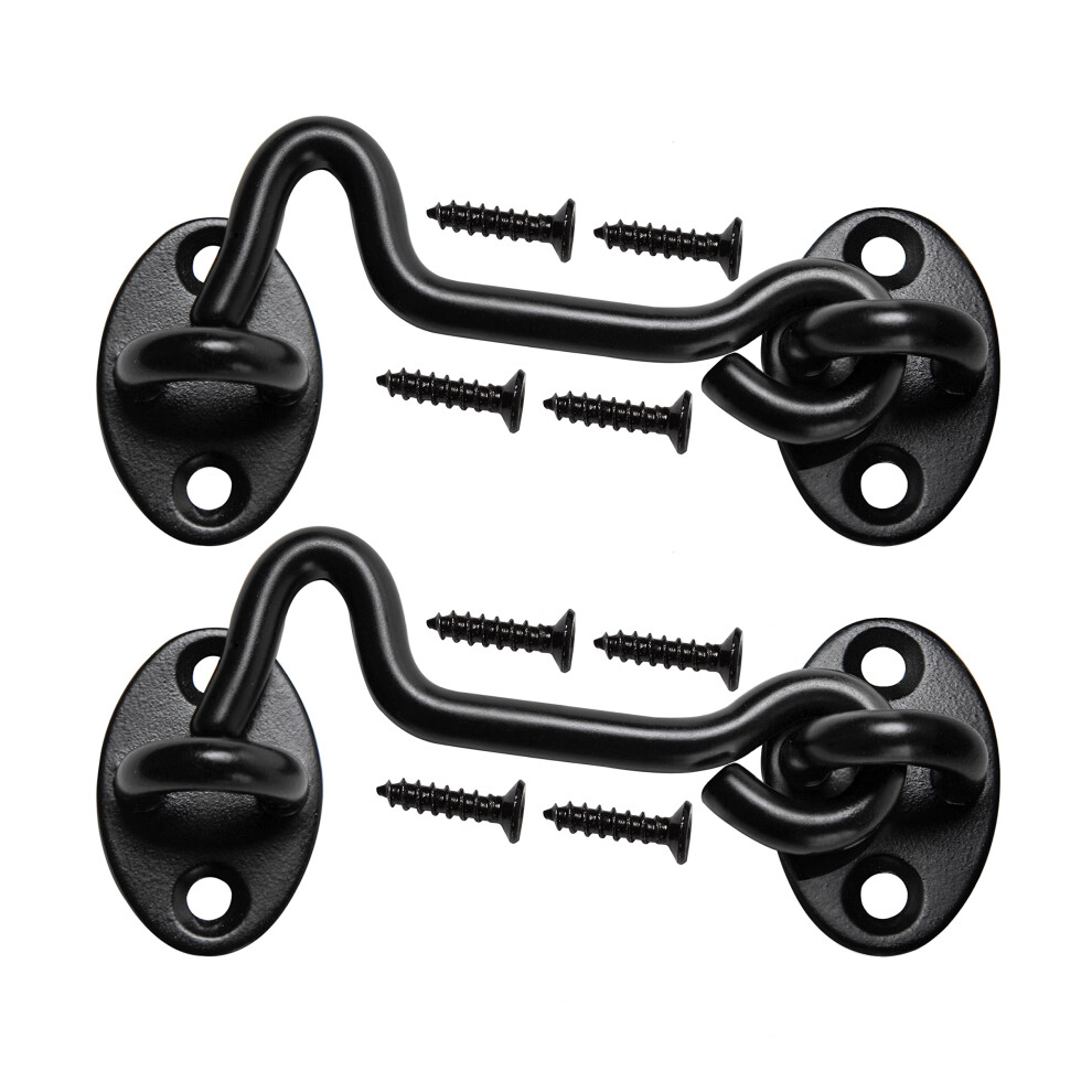 2 Pack 4 Inch Barn Door Latch Sliding Door Lock, Rustresistant Metal Gate Hook With Screws Black 9771547124481