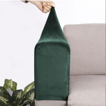 Velvet Armrest Covers Dark Green Soft Stretch Slipcovers for Sofa and Chairs Universal Fit 2pcs