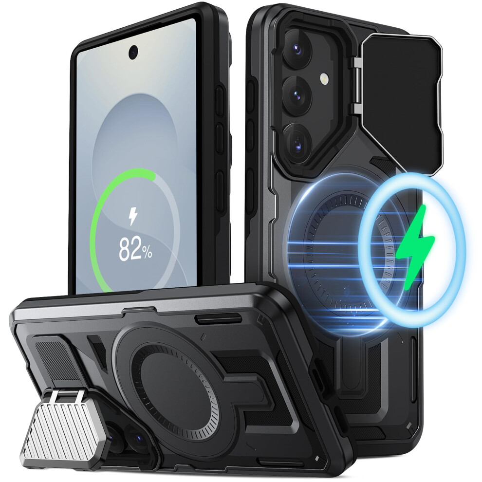 Kickstand Case For Galaxy S25/S24 With Metal Camera Protector, Magnetic Mount, Duallayer Shockproof Bumper 9169991081373