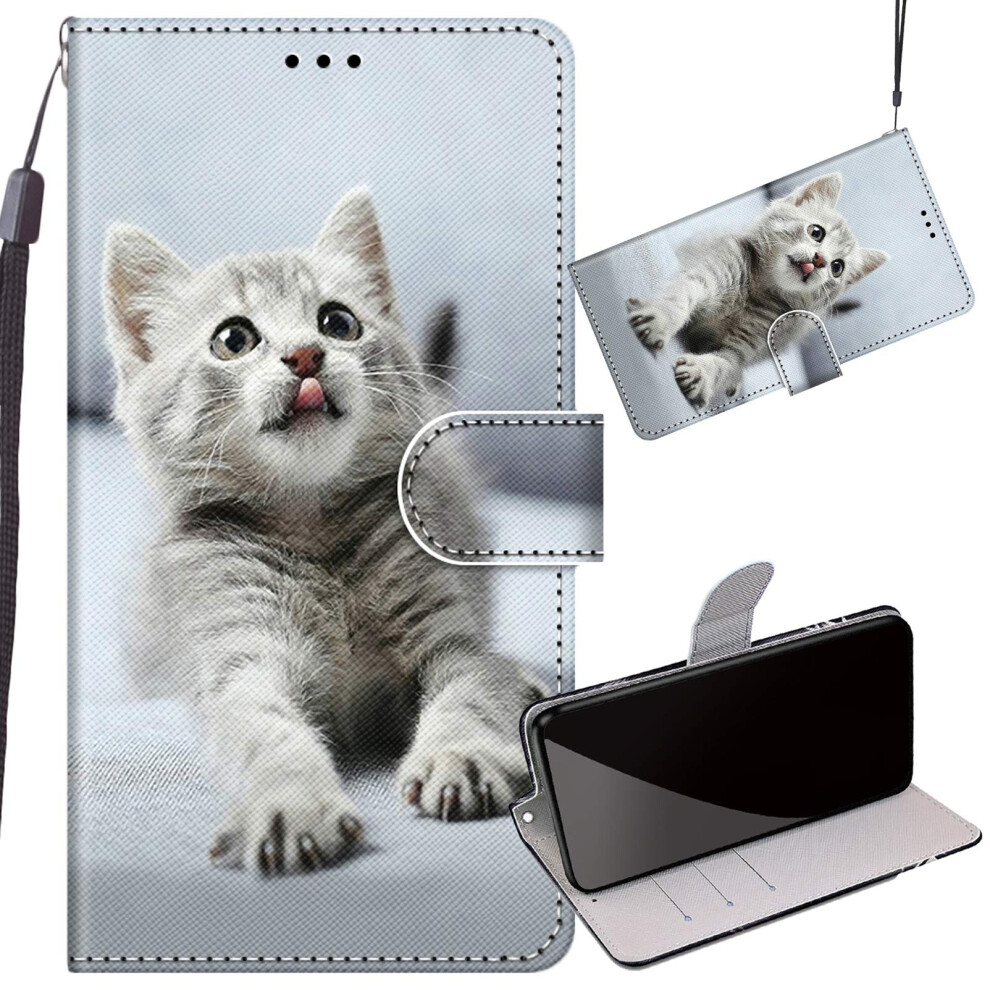 Leather Wallet Case With Cute Cat, Magnetic Closure, Card Slots And Kickstand For Iphone 14 Pro 9169991081410