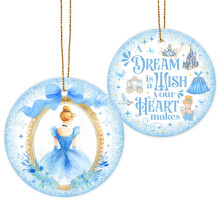 Princess Birthday Ornament 2025 Blue Ceramic Castle Keepsake for Girls FairytaleInspired Decor