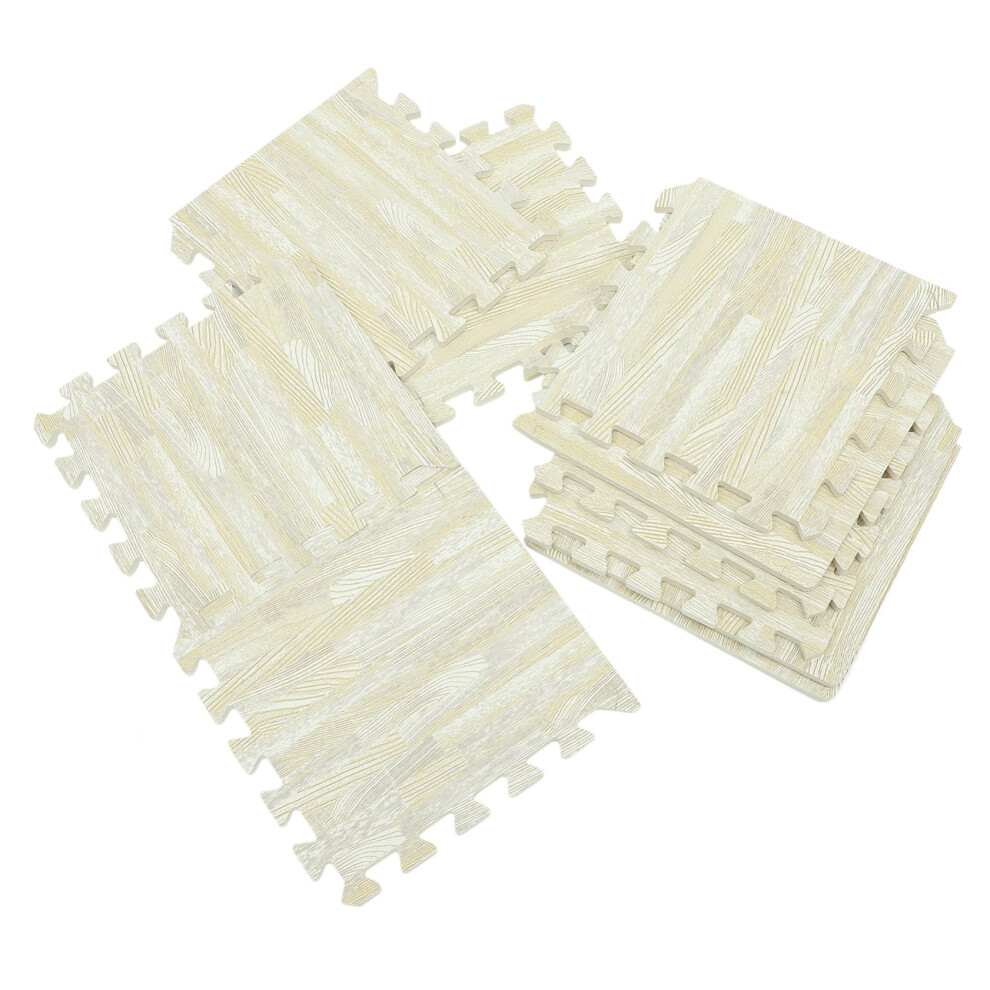 Eva Foam Play Mat 10Pcs Wood Interlocking Floor Tiles For Baby Crawling And Exercise Grain