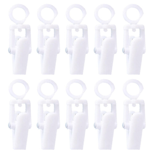 10Pcs Rotating Hanging Clips Windproof Secure Grip for Towels Curtains Hats Socks White