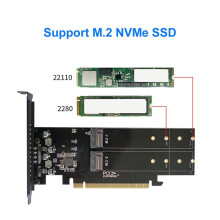 PCIe Naar M2-Adapterkaart, PCIE X16 4-Poorts M2 NVME M Key SSD-Uitbreidingskaart PCI Express-Uitbreidingskaart met Koellichaam