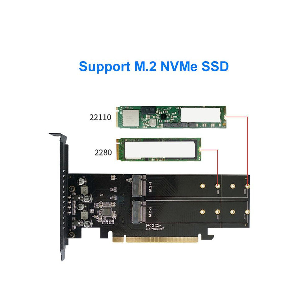 Pcie To M2 Adapter Card, Pcie X16 4 Port M2 Nvme M Key Ssd Add Card Pci Express Expansion Card With Heatsink 6034116883329