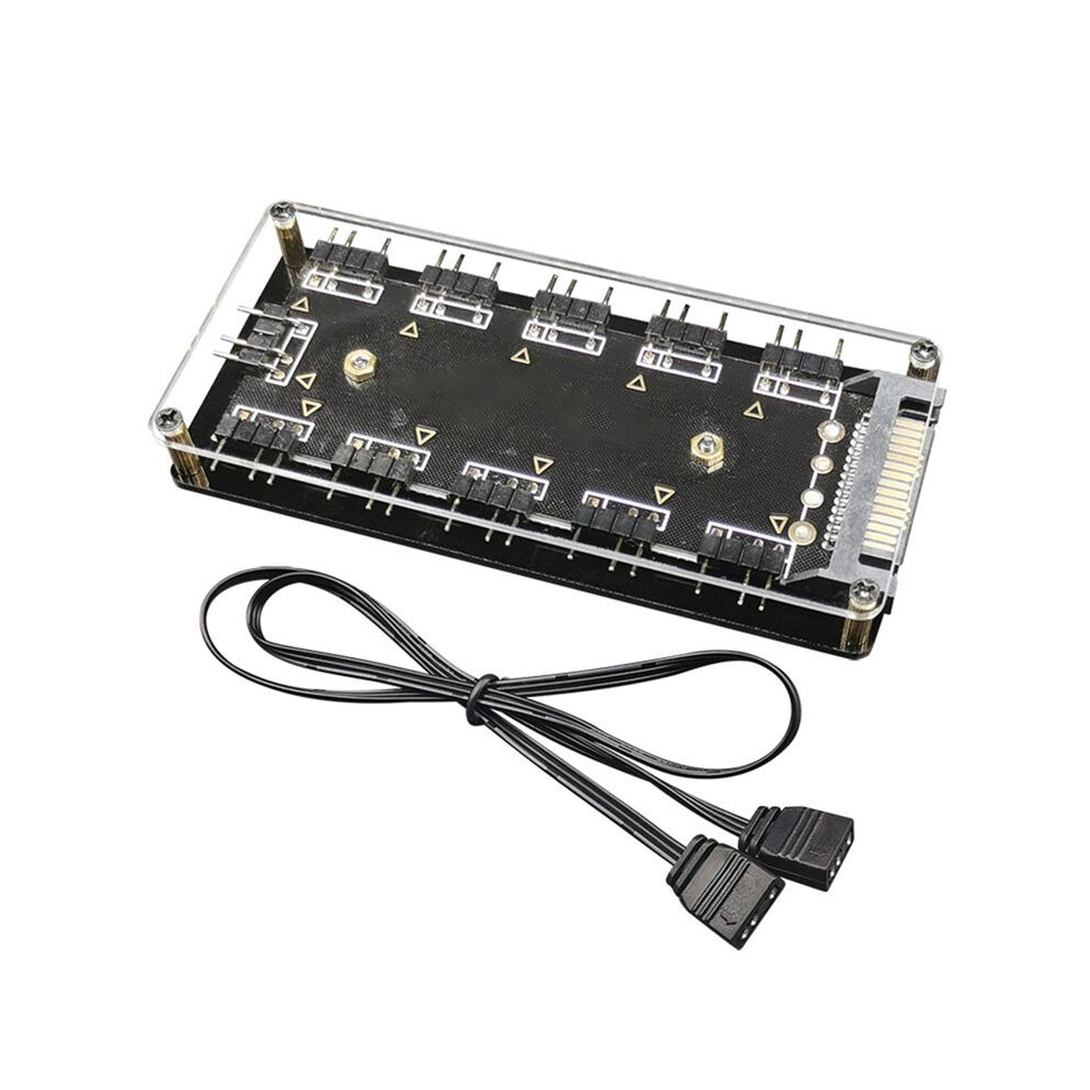 10 Rgb Fan Hub Pc Computer Desktop 5V 3Pin Argb Extension Splitter Portable Power Adapter 6032556359466