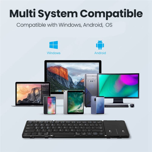 Foldable  Keyboard Tri-Folding Wireless Keyboard with Touchpad Rechargeable Keyboard for Windows IOS Android