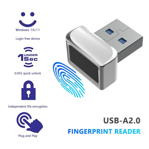 USB Fingerprint Reader Module for Windows 7 10 11 Hello Biometric Scanner Padlock for Laptops PC Fingerprint Unlock 2