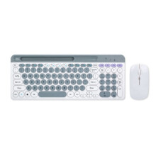 Draadloos Ronde Keycap Toetsenbord en Muis Geschikt voor Tablets en Laptops Wit