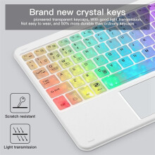 Tastiera Luminosa Colorata Trasparente Tastiera Retroilluminata da 10 Pollici Adatta per Tablet Portatili Bianca