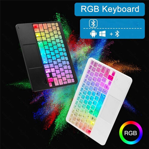 Teclado  Luminoso Colorido Transparente Teclado  Retroiluminado de 10 Polegadas Adequado para Tablets e Laptops Branco