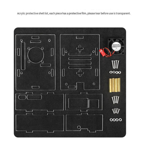 Para Raspberry Pi 5 Capa de AcríLico + Ventilador de Resfriamento Capa Protetora Transparente para Pi 5 2