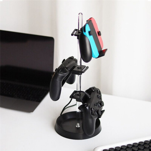 Transparent Tube Controller Stand Adjustable Game Controller Headset Hanger for All Universal Gaming PC Accessories,A 2