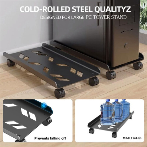 Adjustable Computer Tower Stand with Rolling Caster Wheels Mobile PC Holder Tower Stand Fit Most Computer Gaming PC 2