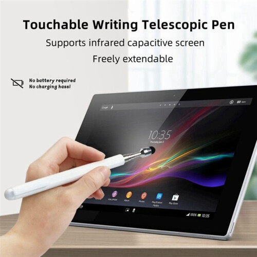 Universal Telescopic Stylus Pen for Touch Screens,Retractable Pointer Stick & Stylus with Special Flocking Tip (Black) 2