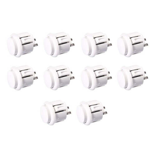 10 Pcs Arcade Buttons 24Mm Responsive Arcade Buttons for Gaming Enthusiasts White