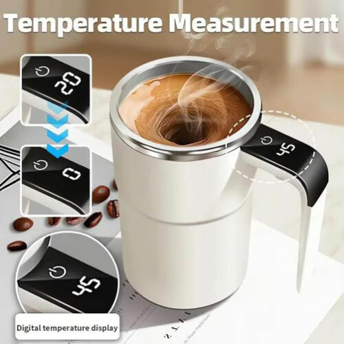 Self Stirring Coffee Mug with Automatic Magnetic Stirring and LED Temperature Display 380ml White 2
