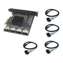 Controller PCIe A 4 Porte  SAS SFF-8087 Adattatore SSD  3.0 6 Gbps A 16 Porte Scheda di Espansione PCI-e 3.0 X4 per il Mining