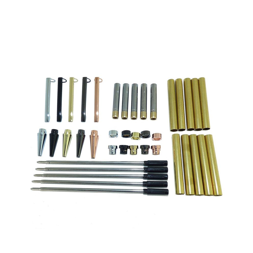 Photos - Stylus Pen Woodturning Slimline Pen Kit Set of 5 Mixed Colours, with Twist Mechanism