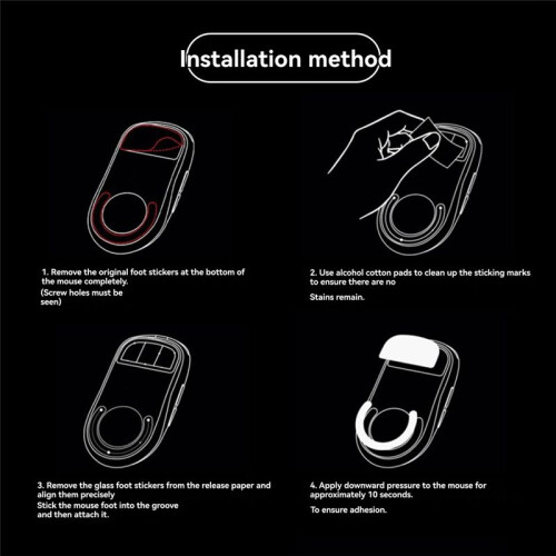 Replacement Mouse Feet for  GPW 1th Super Smooth Polished Surface Mouse Feet Black