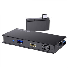 1080P USB3.0 -Compatible Portable Docking Station Multiport Travel Adapter with 4K HD USB VGA for Laptops