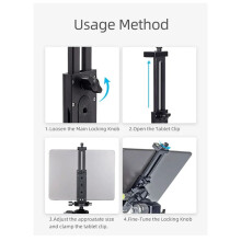 Universal Aluminum Alloy Tablet Phone Stand Holder Clip Tripod Adjustable Bracket for Mobile Phones(Silver-Gray)