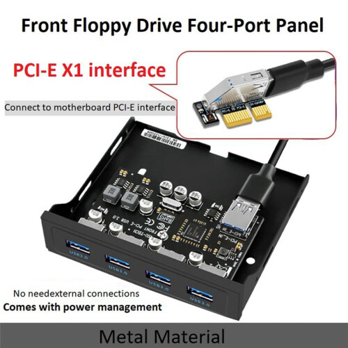 PCI-E to USB 3.0 PC Front Panel USB Expansion Card PCIE USB Adapter 3.5 Inch Floppy Front Panel Bracket PCI-E X1 Riser