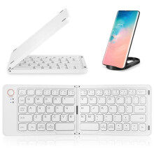 Foldable Wireless Keyboard (Sync to 3 Devices), Portable Folding Keyboard for Android Windows,White