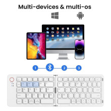 Foldable Wireless Keyboard (Sync to 3 Devices), Portable Folding Keyboard for Android Windows,White