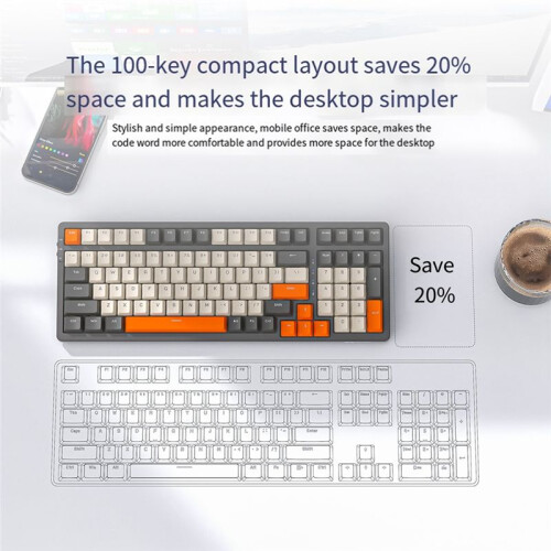 100 Key Mechanical Keyboard 2.4G  Wireless Keyboard Gasket Structure Wireless Mechanical Keyboard 1