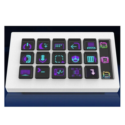 For StreamDeck Visual Keyboard LCD Button 15 Keys Live Content Creation Controller Custom Button for Windows/IOS (Black) 1