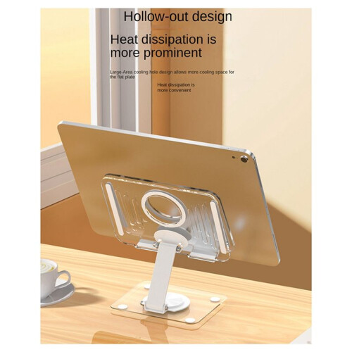 Tablet Stand Folding Adjustable Desk Holder Transparent Acrylic Tablet Bracket Black 2