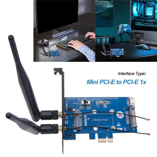 WiFi Module  PCI-E Express to PCI-E 1x Adapter Card 3g/4g to PCI-E Development Board 2 Antennas 2