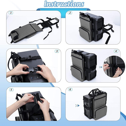 Desktop Computer Case Belt Holder Desktop Carrying Case with Pockets for Keyboard Cable Headphone for Transporting 2