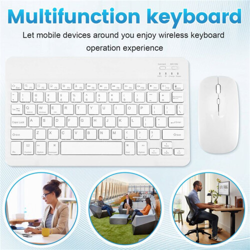 Ultra-Thin Silent Wireless  Keyboard and Mouse Set Suitable for Tablet Notebook  Keyboard White 2
