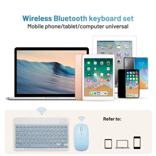 10 Inch  Keyboard Rechargeable Ultra-Slim Wireless Mouse Keyboard Set for Android Windows Tablet   E 1