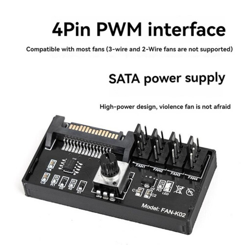 PWM Fläkthastighetskontroll Högeffekt   Power 4Pin Fläktregulator NAS Server Fläkthastighetskontroll 4-Vägs PWM Fläktregulator 1