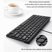 Teclado Compacto con Cable USB - Teclado Ultrafino para PC Teclado para Juegos Negro