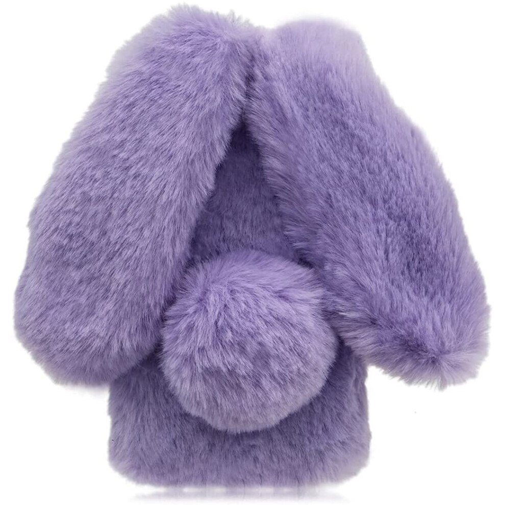 Fluffy Rabbit Fur Case Soft Plush Bunny Cover With Shockproof Tpu Protection For Xiaomi Mi 12 Purple 9771547594499