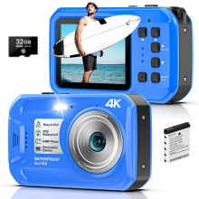 4K Underwater Camera 64MP Waterproof Digital Camera IP68 Floatable IPS Screen for Snorkeling Diving