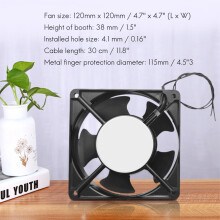 AC 220-240V 0,14A 120Mmx120Mm Metalen Computer CPU-Ventilator Zwart