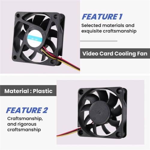 60Mm 6Cm  12V 3 Pin Computer Case CPU Cooler Cooling Fan Black 2 Pcs 1