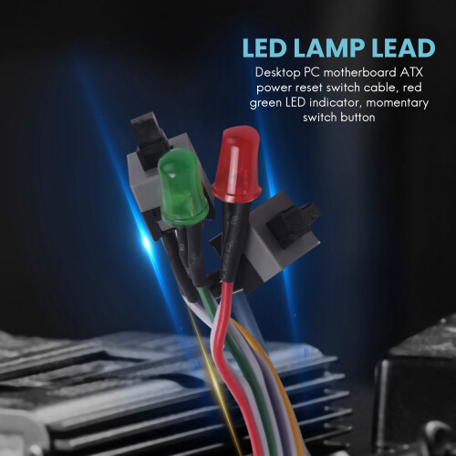 Caixa Do PC Vermelho Verde Lâmpada LED ATX Fonte de AlimentaçãO Reset HDD  Lead 20 Polegadas 1