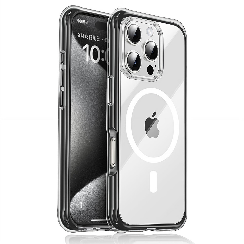 Clear Case Magsafe Compatible Military Grade Shockproof Cover Titanium For Iphone 16 Pro Max Black 9073542367086