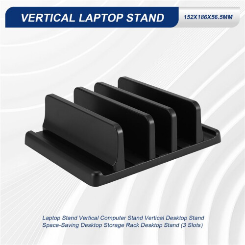 Vaydeer Laptop Stand Vertical Computer Stand Vertical Desktop Stand Space-Saving Desktop Storage Rack Desktop Stand (3 Slots) 1