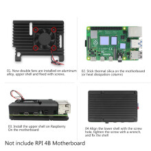 Aluminium Case voor Raspberry Pi 4B Heatsink met Koelventilator + Thermische Pad voor RPI 4B Development Board Beschermende Shell