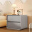 Solid Wood Bedside Table with 2 Drawers, Modern Nightstand with Microfiber Leather, Light Gray 1