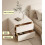 Solid Wood Bedside Table with 2 Drawers, Modern Nightstand with Microfiber Leather, Light Gray 2