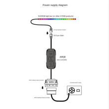 COOLMOON ARGB Mini-Controller mit verlängertem Kabel, breite Kompatibilität, 5V 3-Pin auf SATA-Netzteil, RGB-Sync-Controller